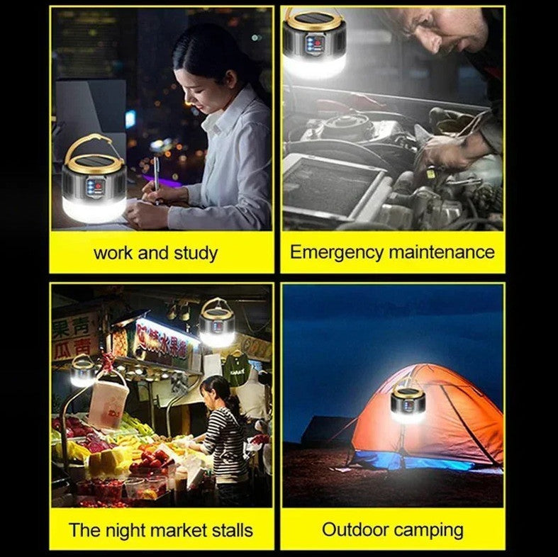 Solar LED Camping Lantern Power Bank Waterproof Emergency Light