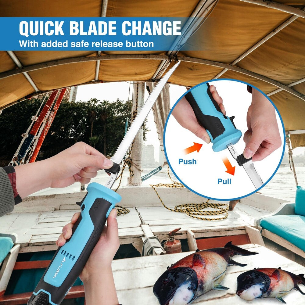 Cordless Electric Fish Fillet Knife with Rechargeable Batteries & Non-Slip Handle