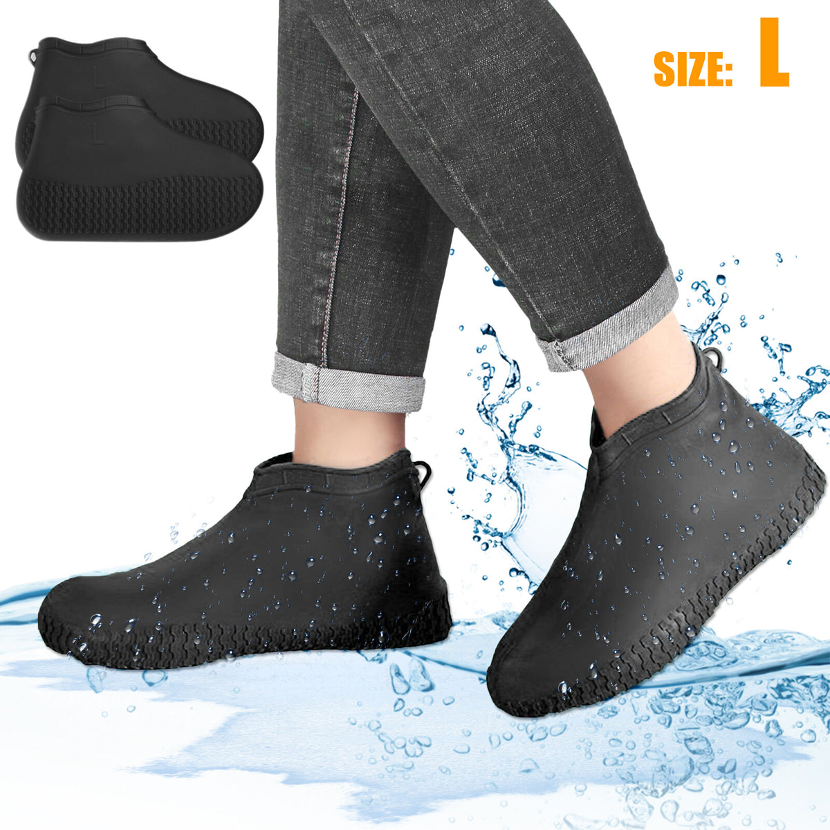 Non-Slip Reusable Waterproof Rain Shoe Covers Rubber Overshoes for Outdoor Protection