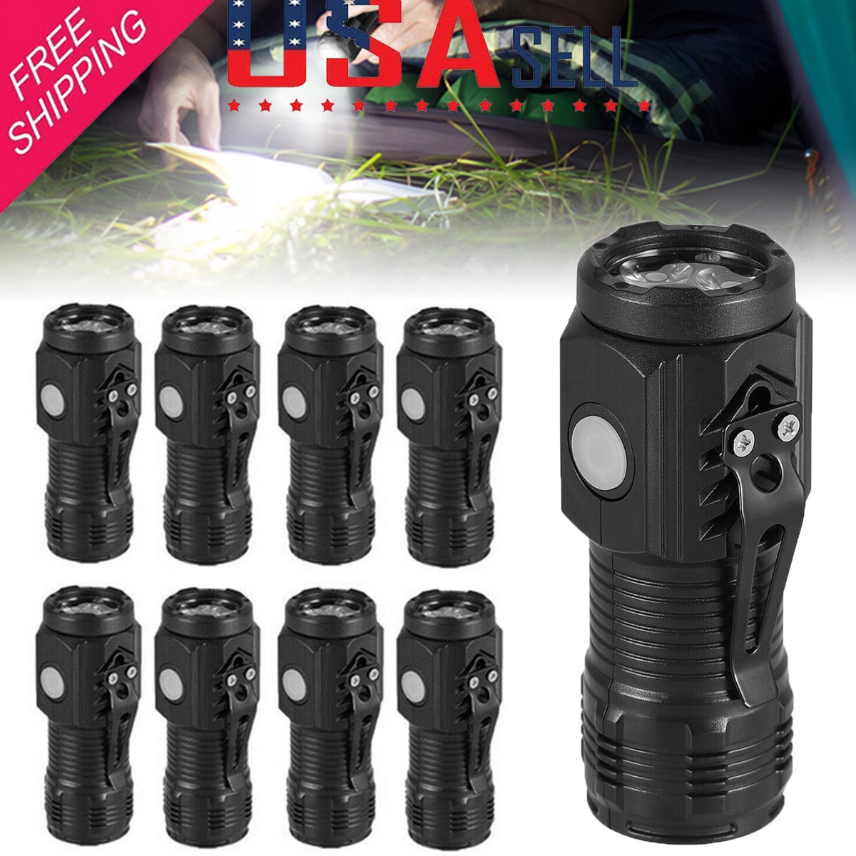 Mini Waterproof 3-Eyed Monster Flashlight with 5 Modes for Outdoors