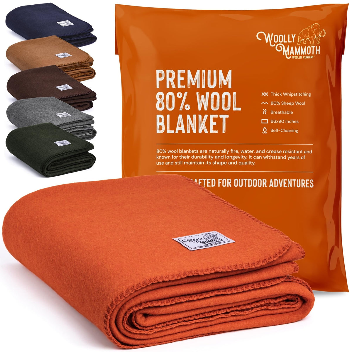 Merino Wool Camping Blanket 66x90 Inches - Warm Outdoor Throw
