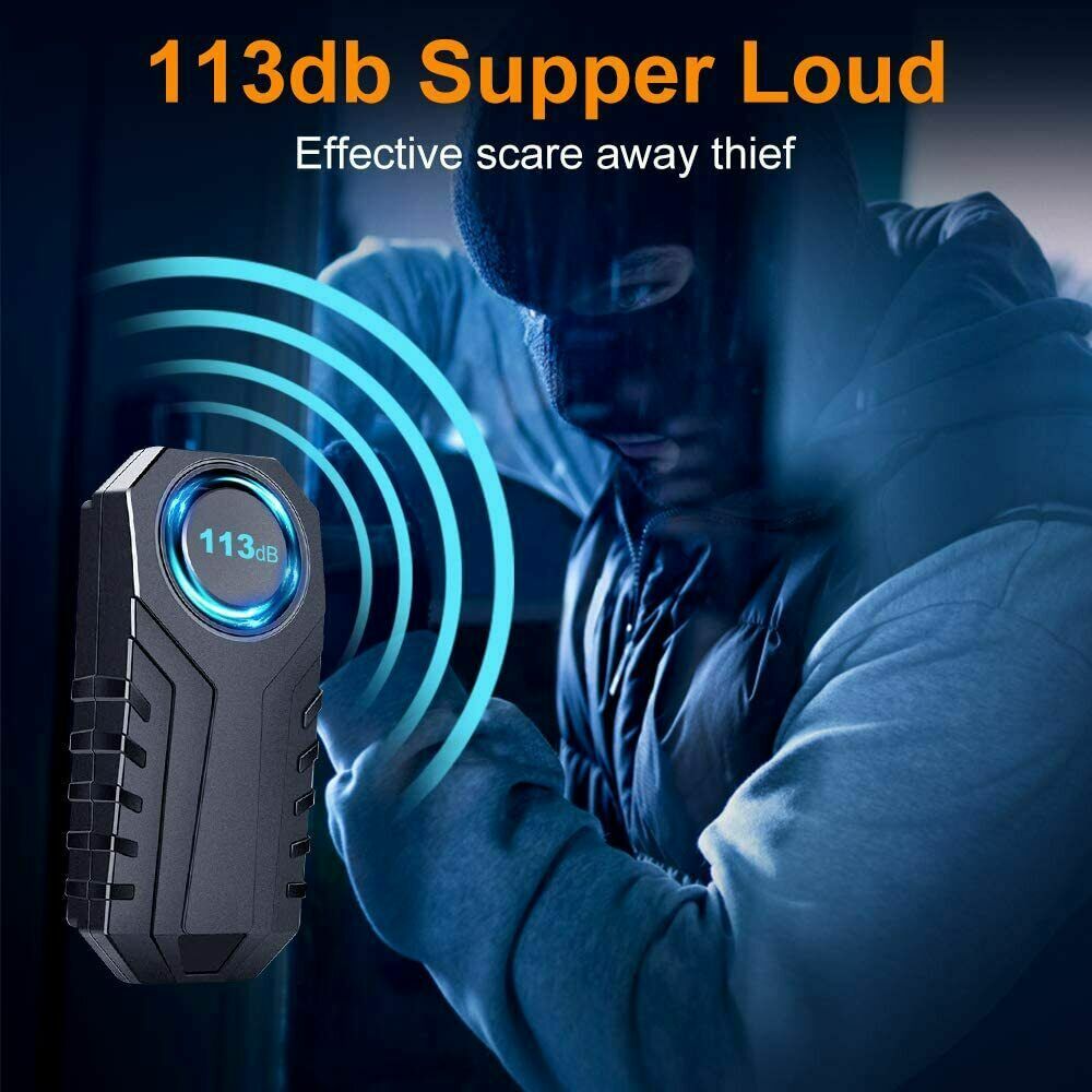 Wireless Bike Alarm with 113dB Loud Siren, Vibration Sensor & Remote Control