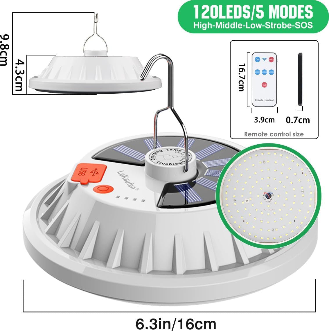 Rechargeable Solar Camping Lantern with Remote, Waterproof & Bright LED Light