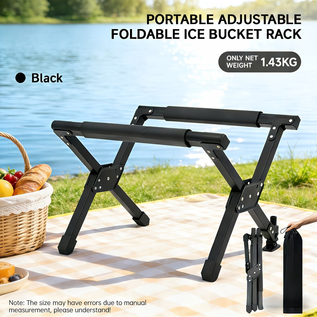 Heavy-Duty Aluminum Alloy Ice Bucket Rack with Non-Slip Base | Collapsible Outdoor Cooler Stand