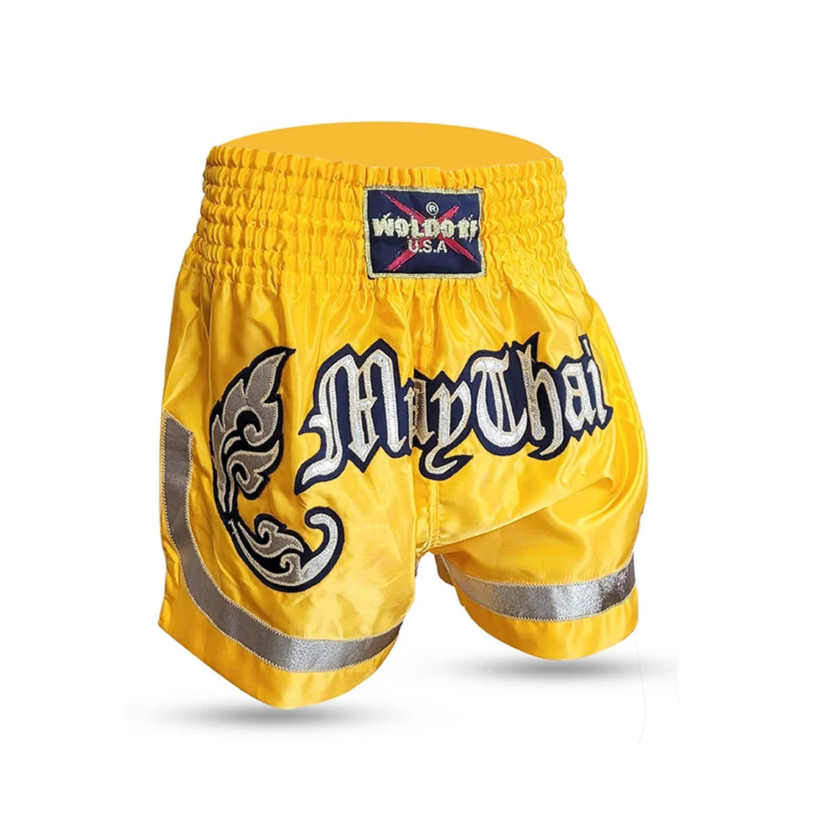 Muay Thai Shorts Adult Yellow Gold Satin MMA Kickboxing Fight Shorts