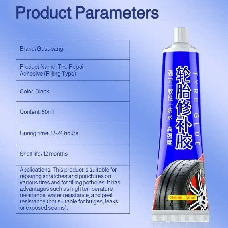 50ml Tire Patch Plug Repair Glue Waterproof Rubber Sealant for Tire Leak Fix