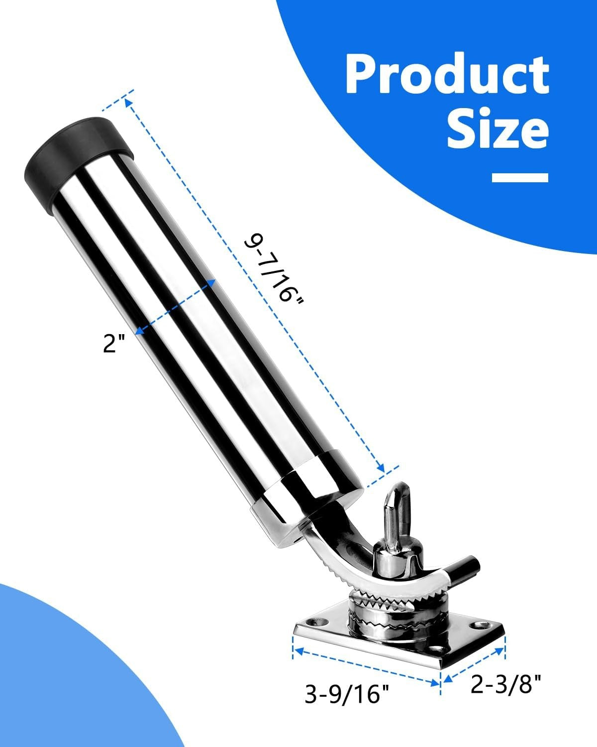 Stainless Steel Boat Fishing Rod Holder 360° Rotation Adjustable Support