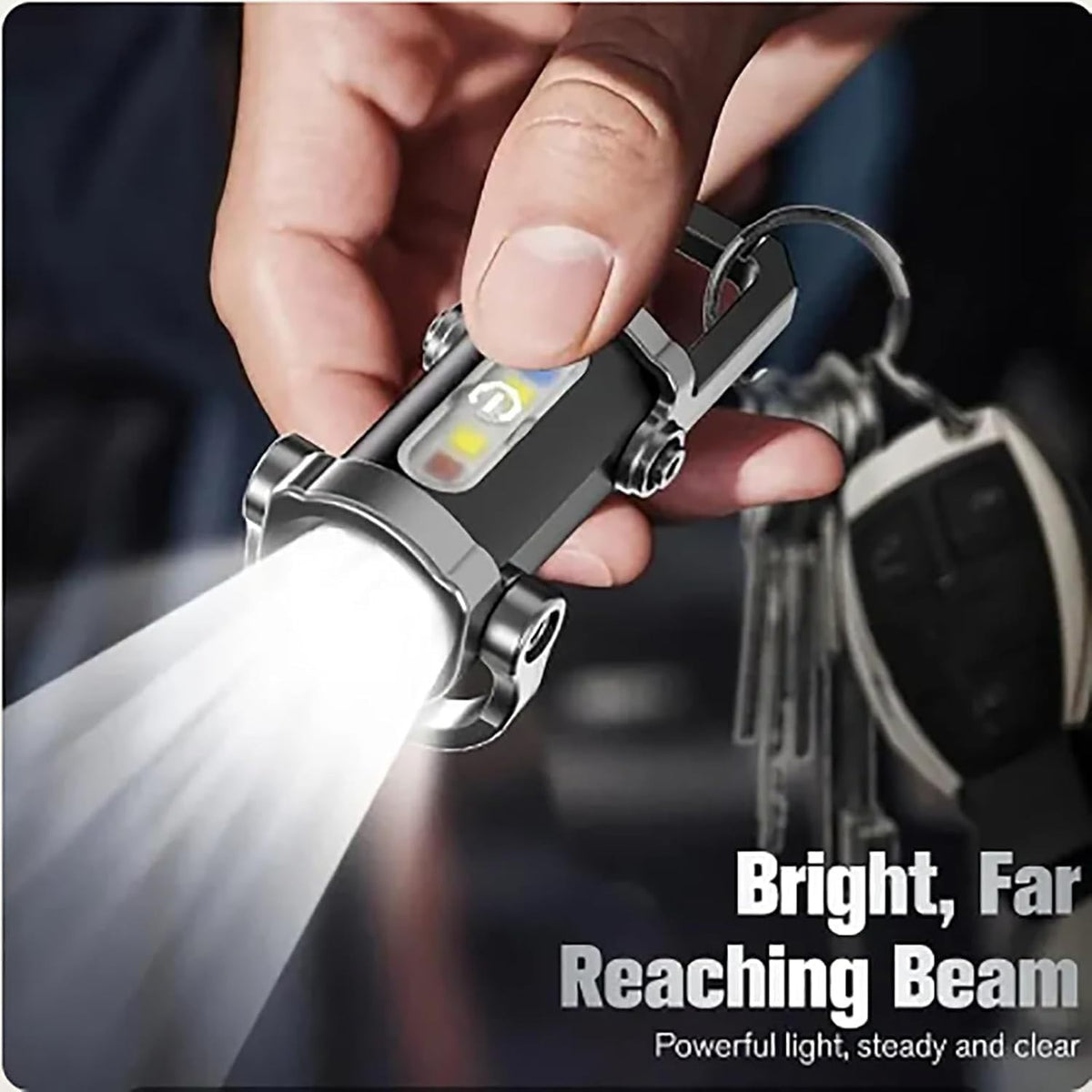 Rechargeable LED Keychain Flashlight 4 Pack - Super Bright Compact Portable
