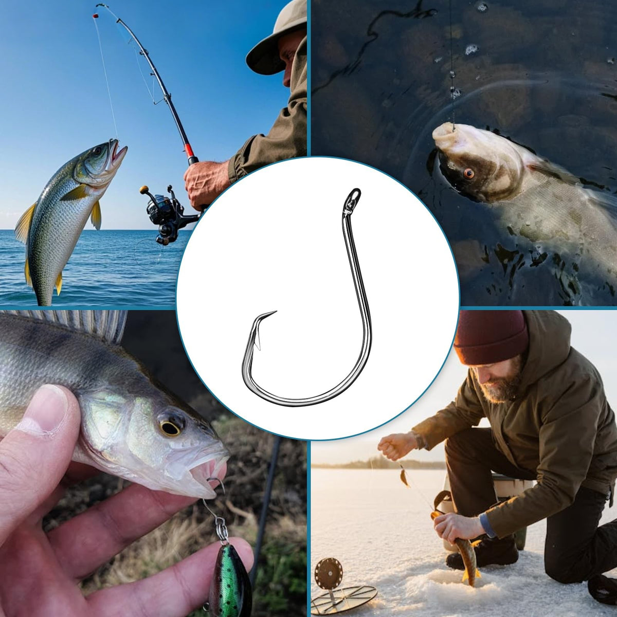 150PCS Fishing Hooks Set, High Carbon Steel Circle Hooks for Fresh & Saltwater 4/0
