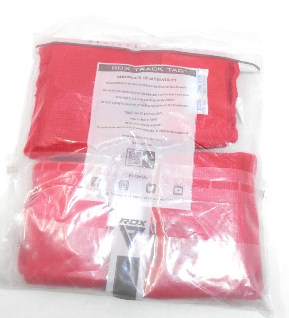Boxing Hand Wraps Pair - Padded Muay Thai MMA Training Gloves, Medium Red