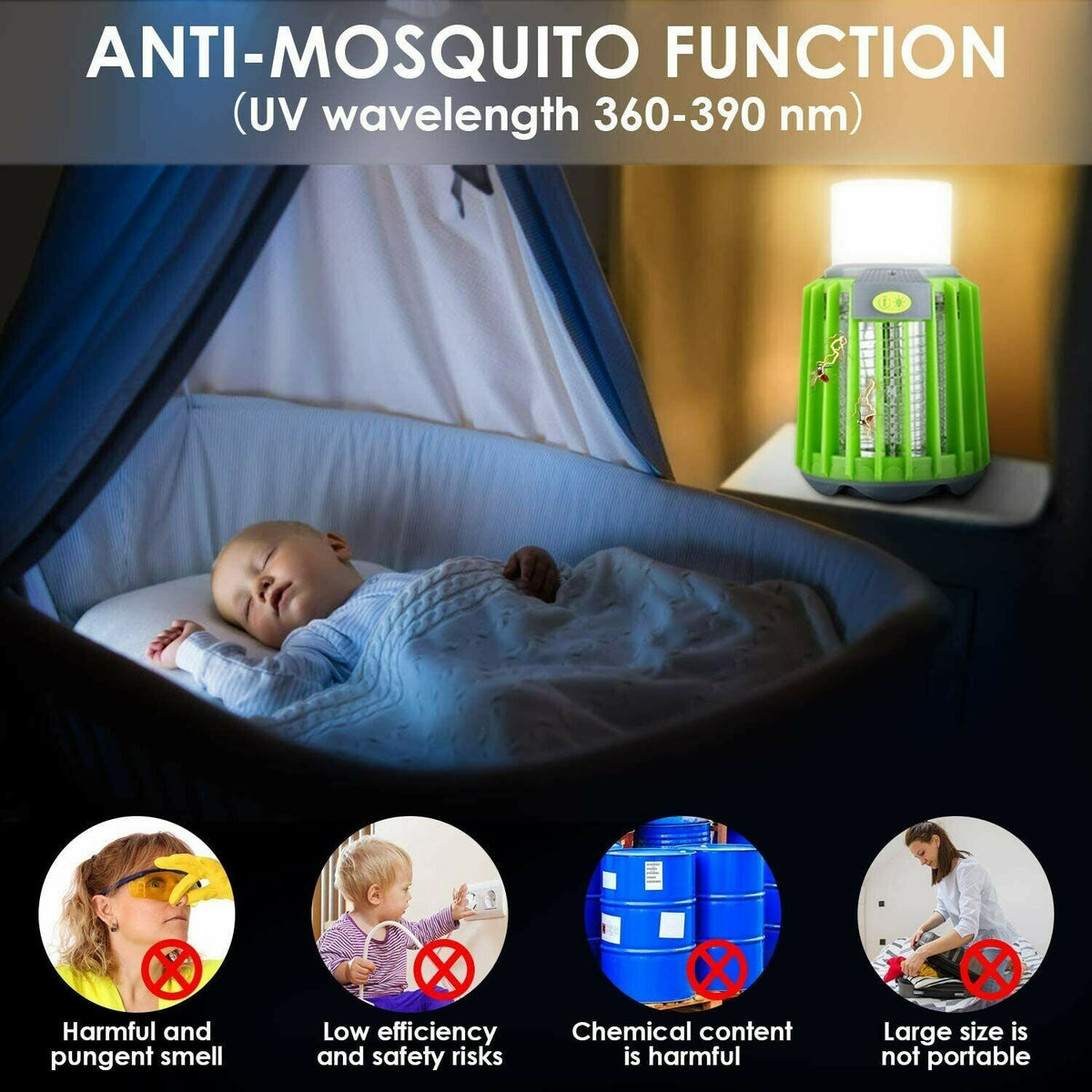 4-in-1 Rechargeable Camping Lantern with Mosquito Zapper and Ultraviolet Light