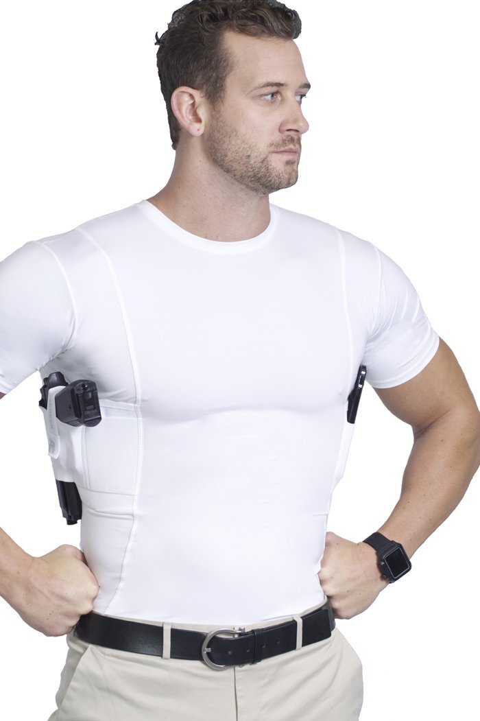 Men's Concealed Carry T-Shirt with Ambidextrous Holster - Tactical Compression Shirt