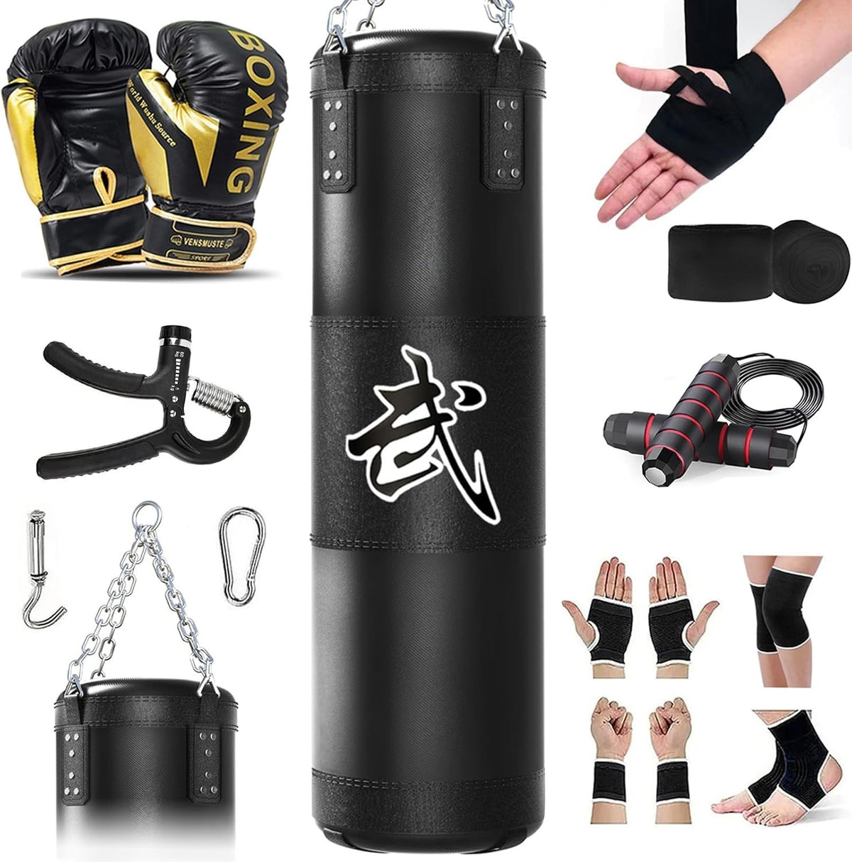 Heavy Bag Boxing Set 4ft with Gloves and Accessories for Adults