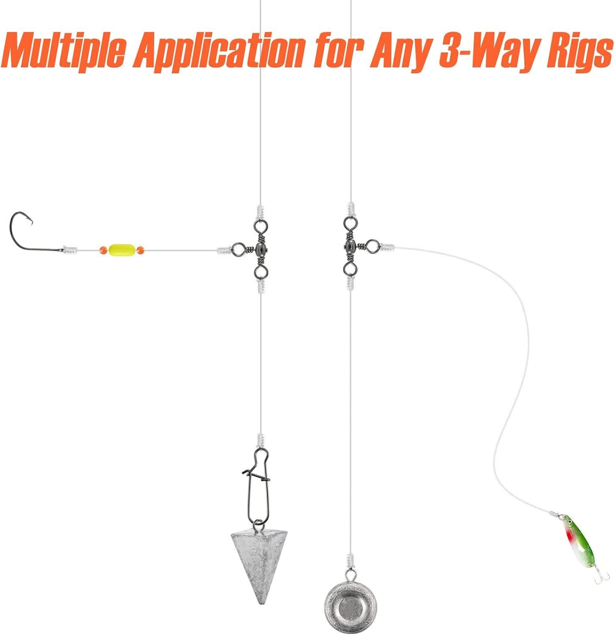 Heavy Duty 30 Pack 3-Way Barrel Swivels for Saltwater & Freshwater Fishing 35-175LB