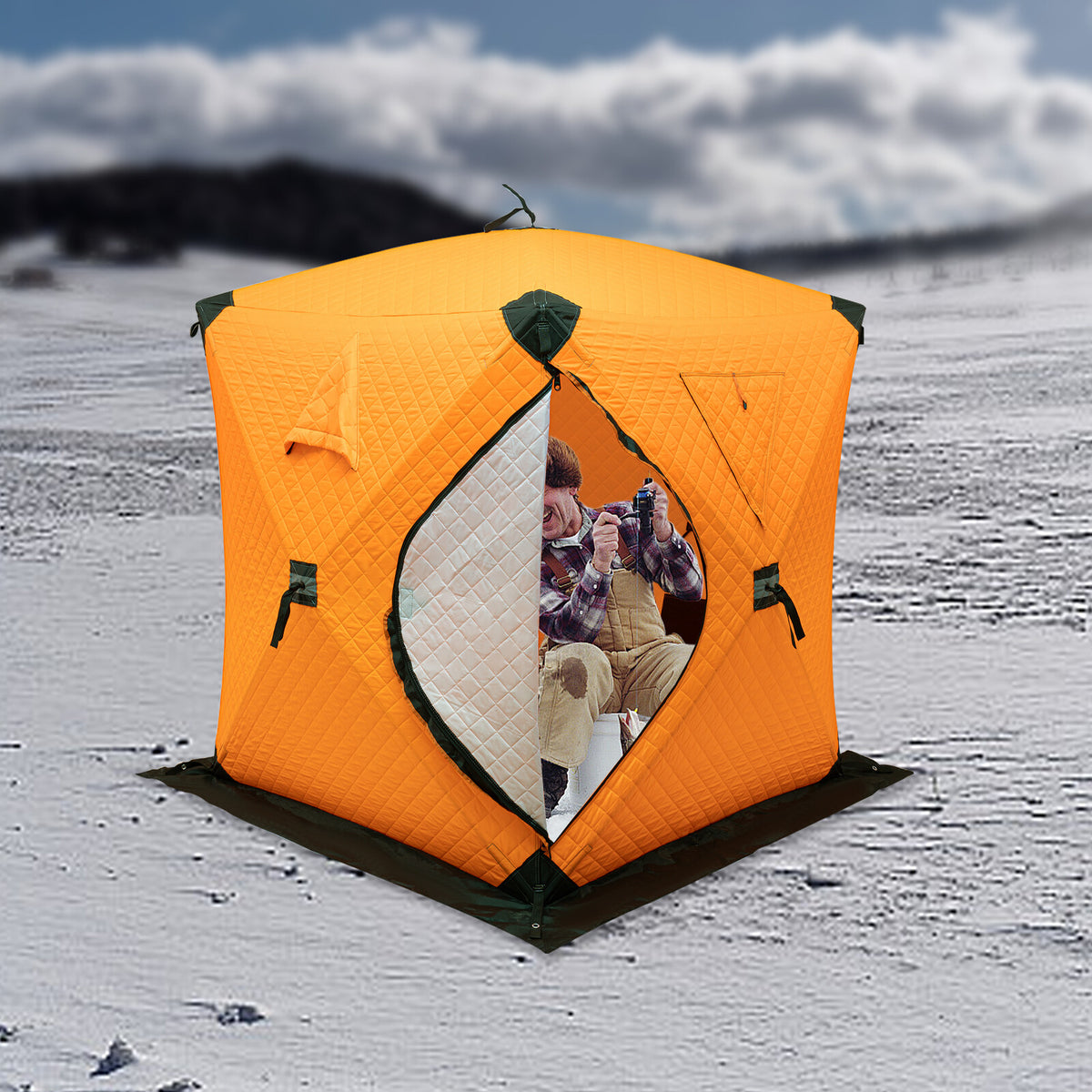 2-Person Portable Ice Fishing Tent Thermal Camping Shelter