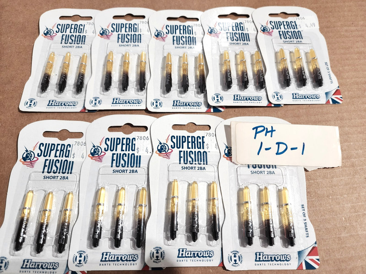 Harrows Short Fusion 2BA Supergrip Yellow/Black Shafts – Lot of 9