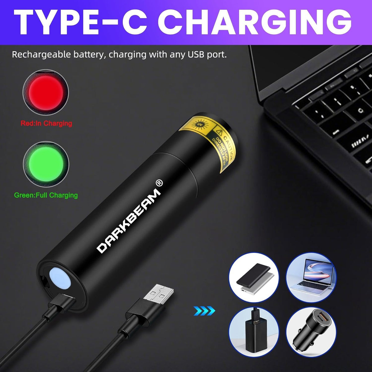 Mini UV Flashlight 365nm Black Light Rechargeable Handheld
