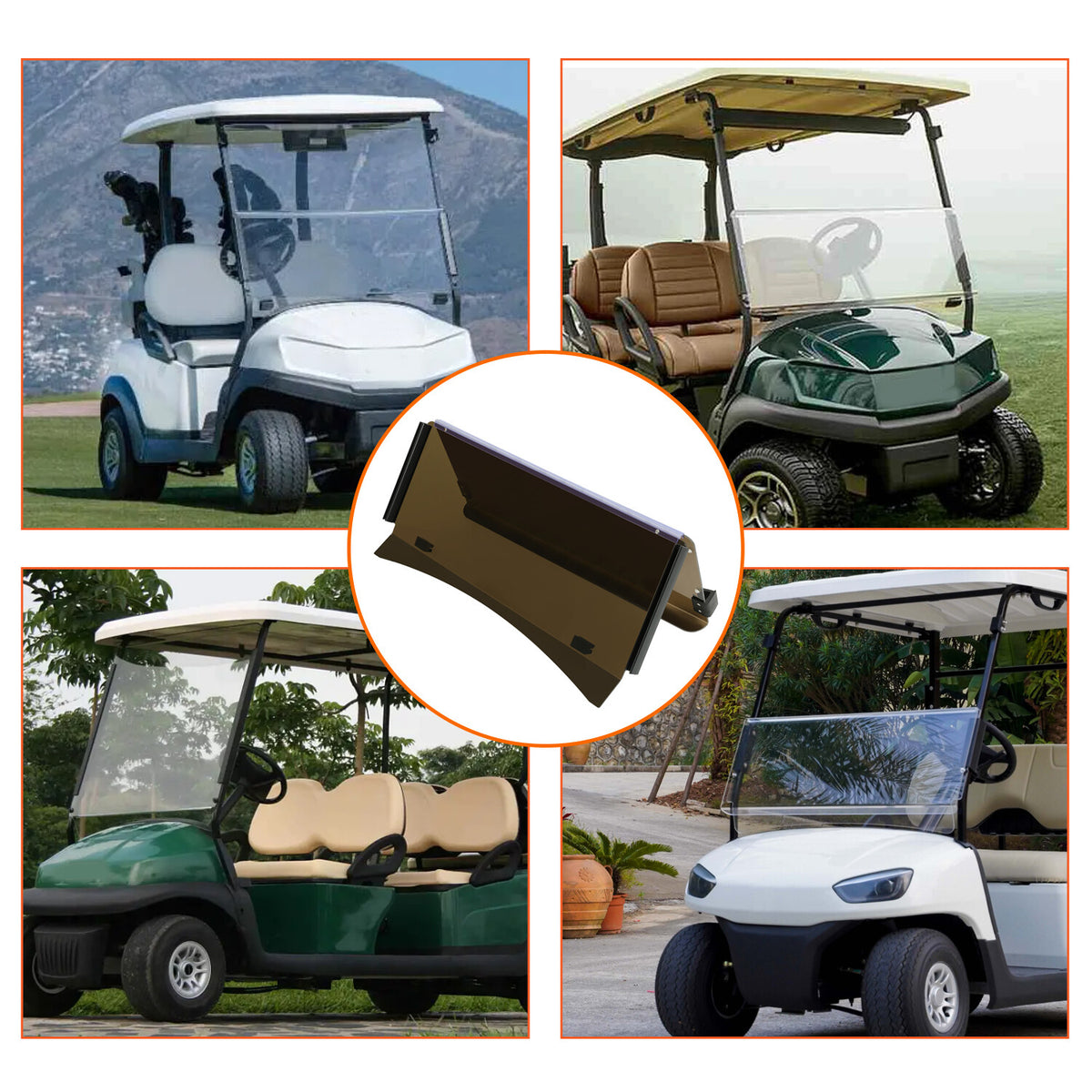 EZGO TXT 2014+ Tinted Windshield Wind Screen for Golf Cart Replacement Part