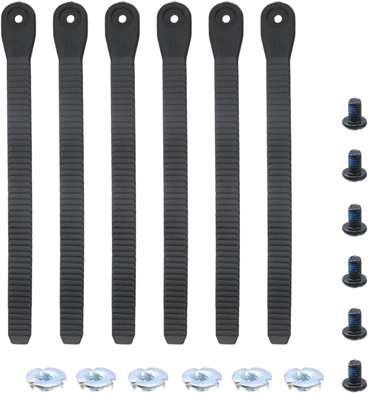 6 Pack Snowboard Binding Ladder Straps - Black ABS Adjustable Ski & Snowboard Accessories