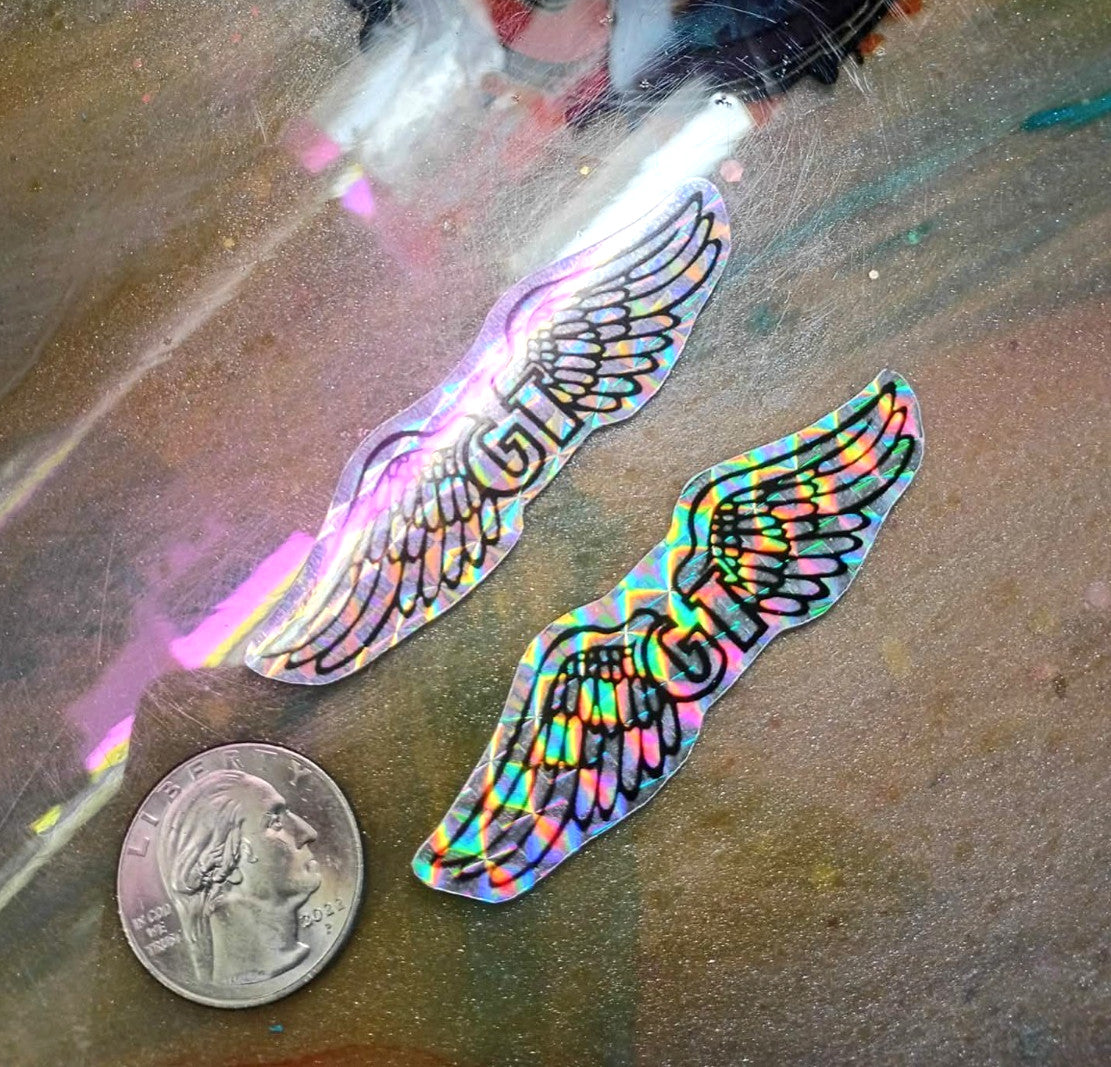 BMX Decals Set of 2 GT Wings Holographic Stickers 3-Inch for BMX & MTB