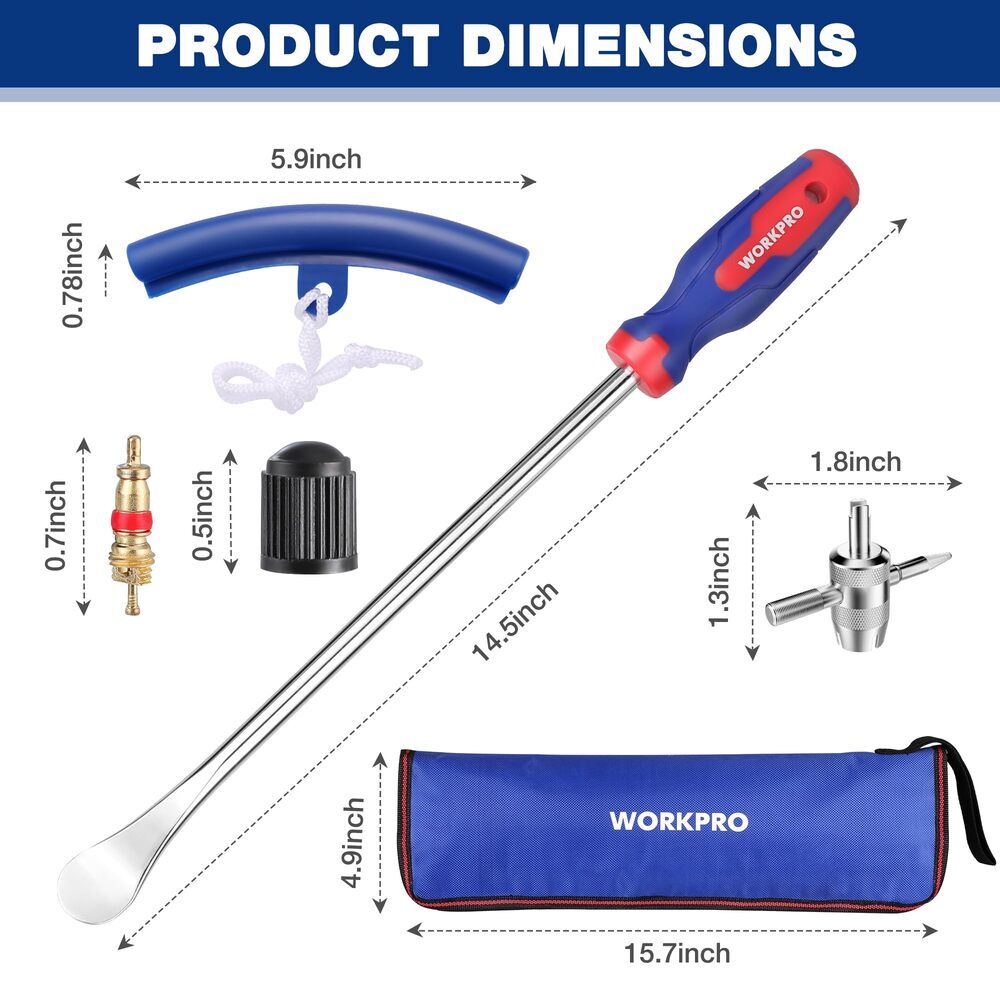 24-Piece Tire Removal Tool Set with Steel Spoons and Bag - Compatible with Bikes, ATVs, Lawn Equipment