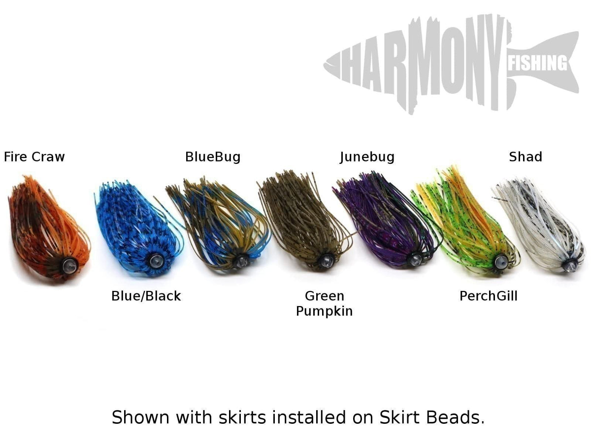 Fishing Beads for Skirt Attachment - Pack of 25 & 8 with Skirts & Pegs