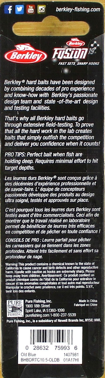 Berkley Deep Dive Crankbaits 2 1/4 Inch 1/2 Oz Slow Rise Old Blue Pack of 3