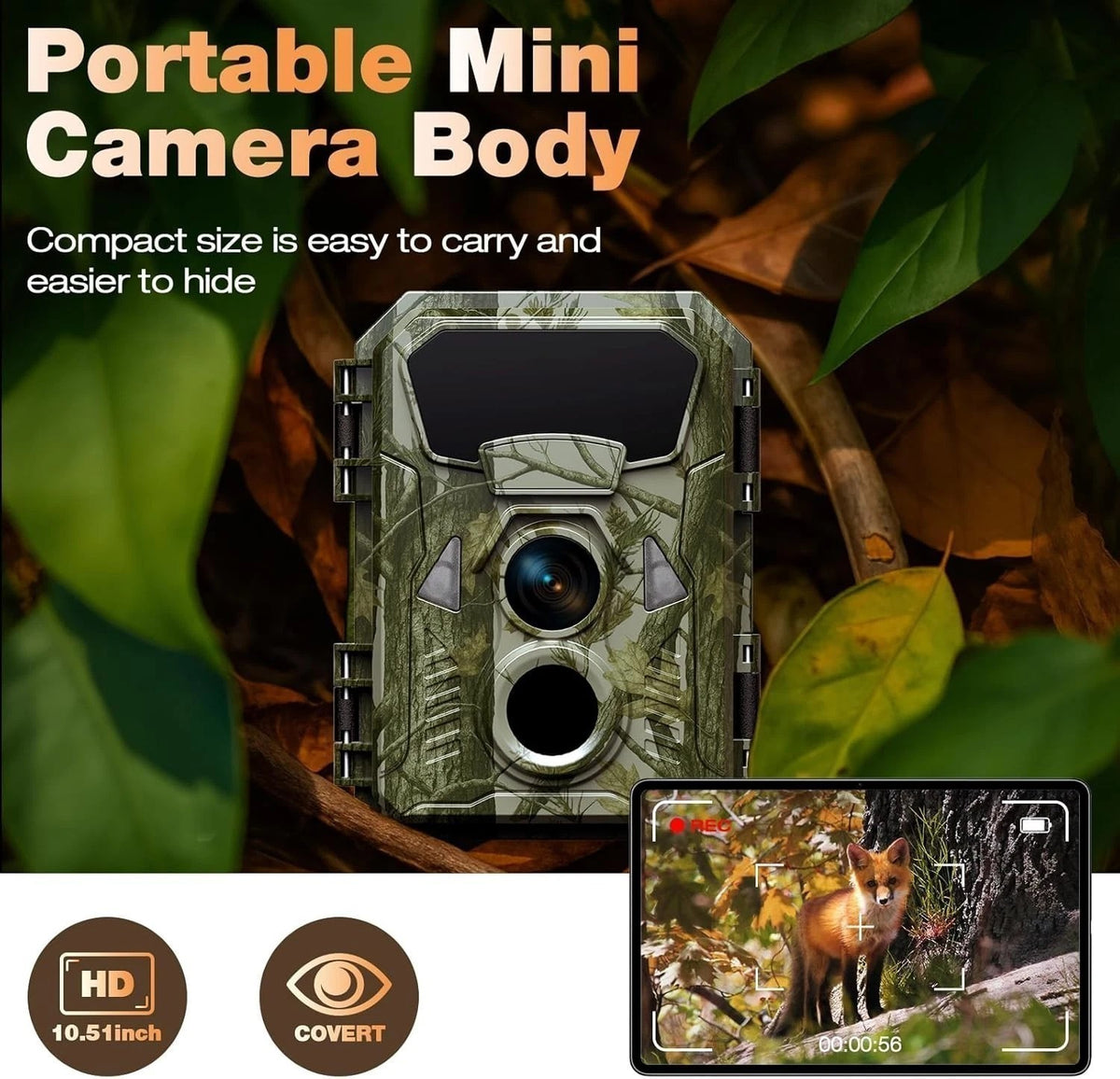 Mini Trail Deer Camera 48MP 4K Wildlife Hunting Camera Waterproof Night Vision