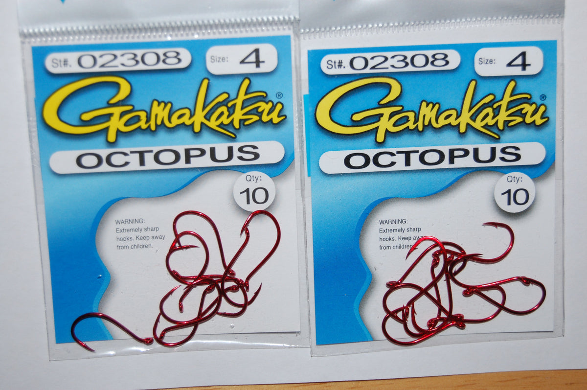 Gamakatsu Octopus Hooks Size 4 - Durable Fishing Hooks, Pack of 10