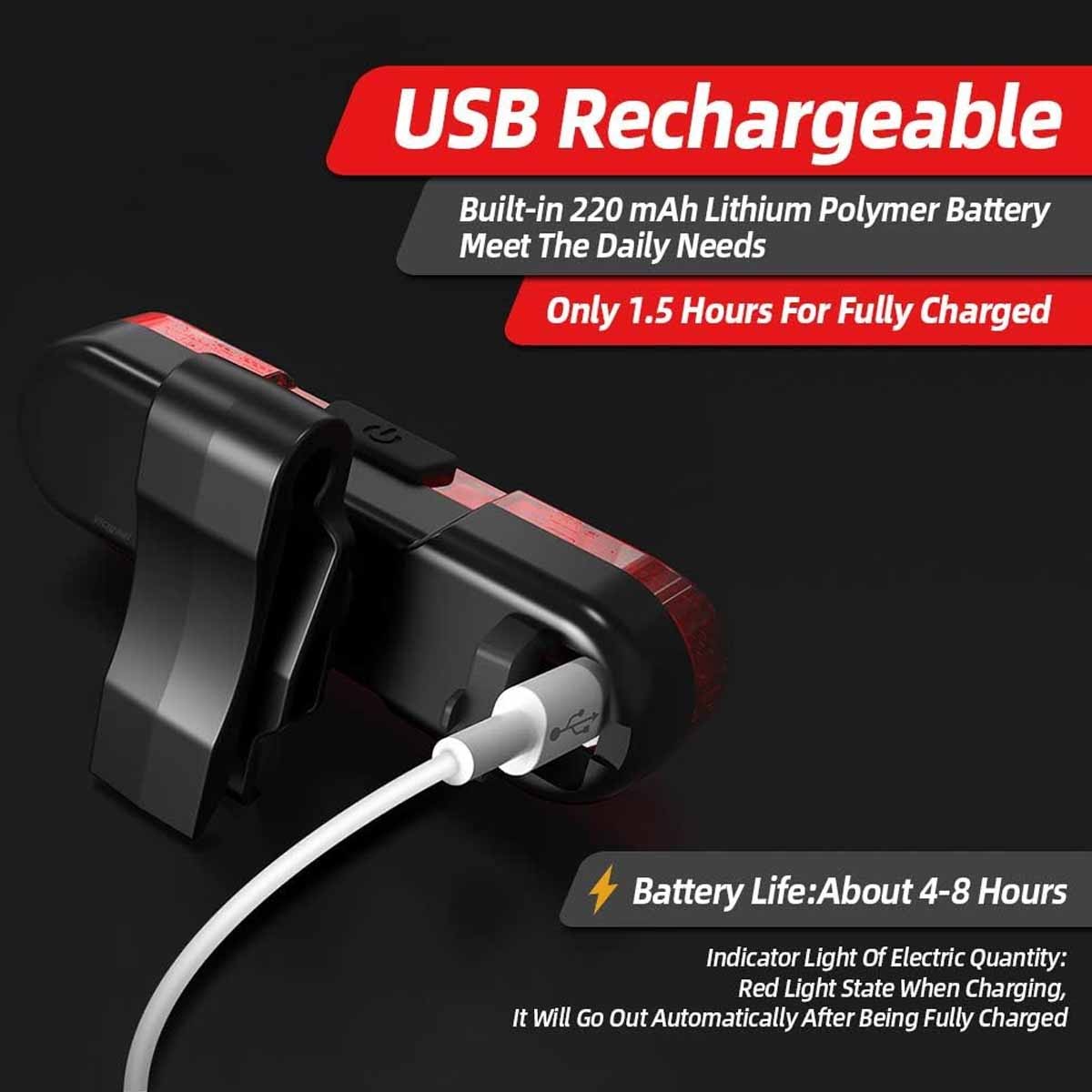 USB Rechargeable Waterproof Bicycle LED Taillights Set - Safe Cycling