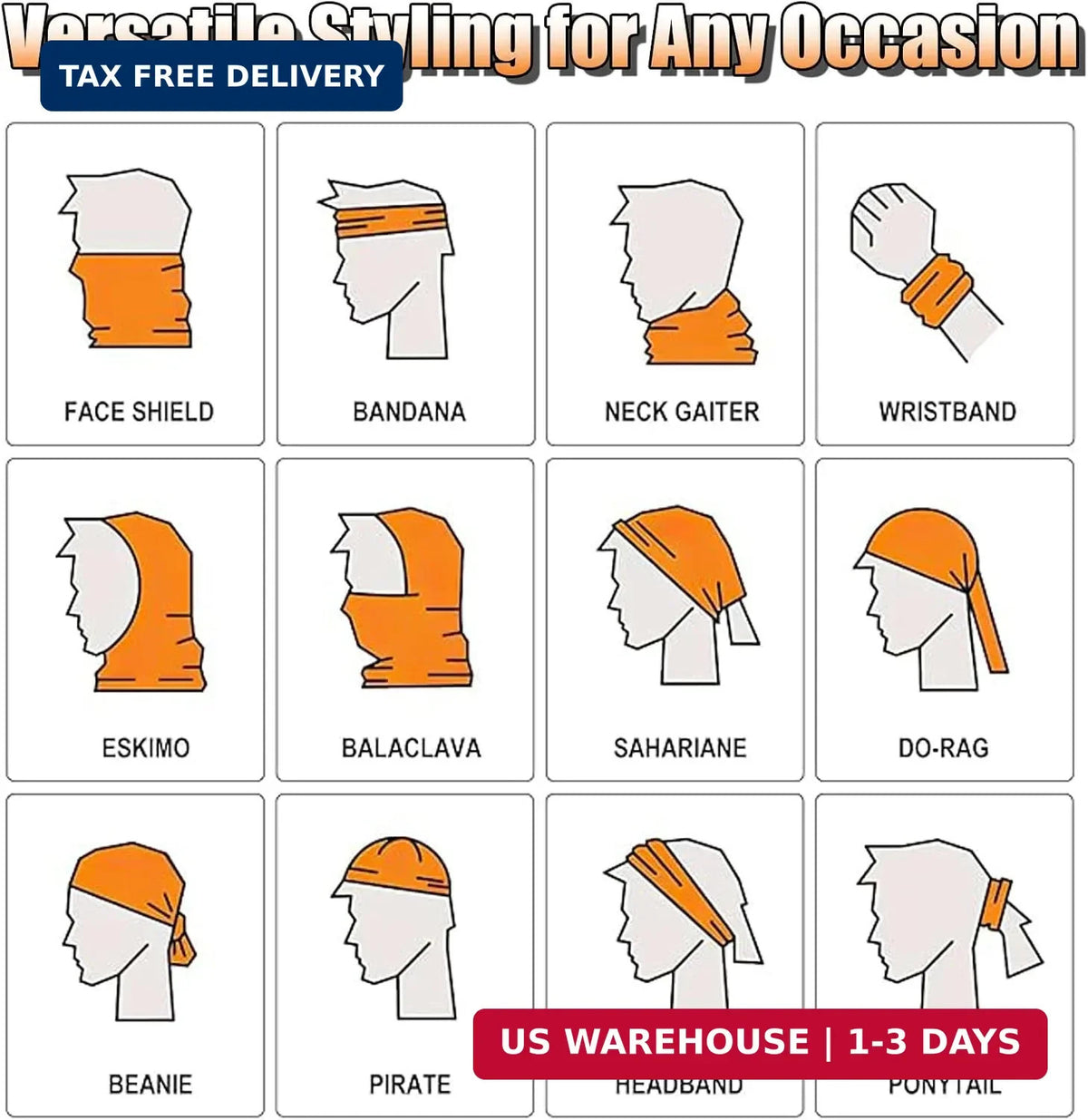 9 Pack Skull Motorcycle Neck Gaiter Face Masks for Men & Women