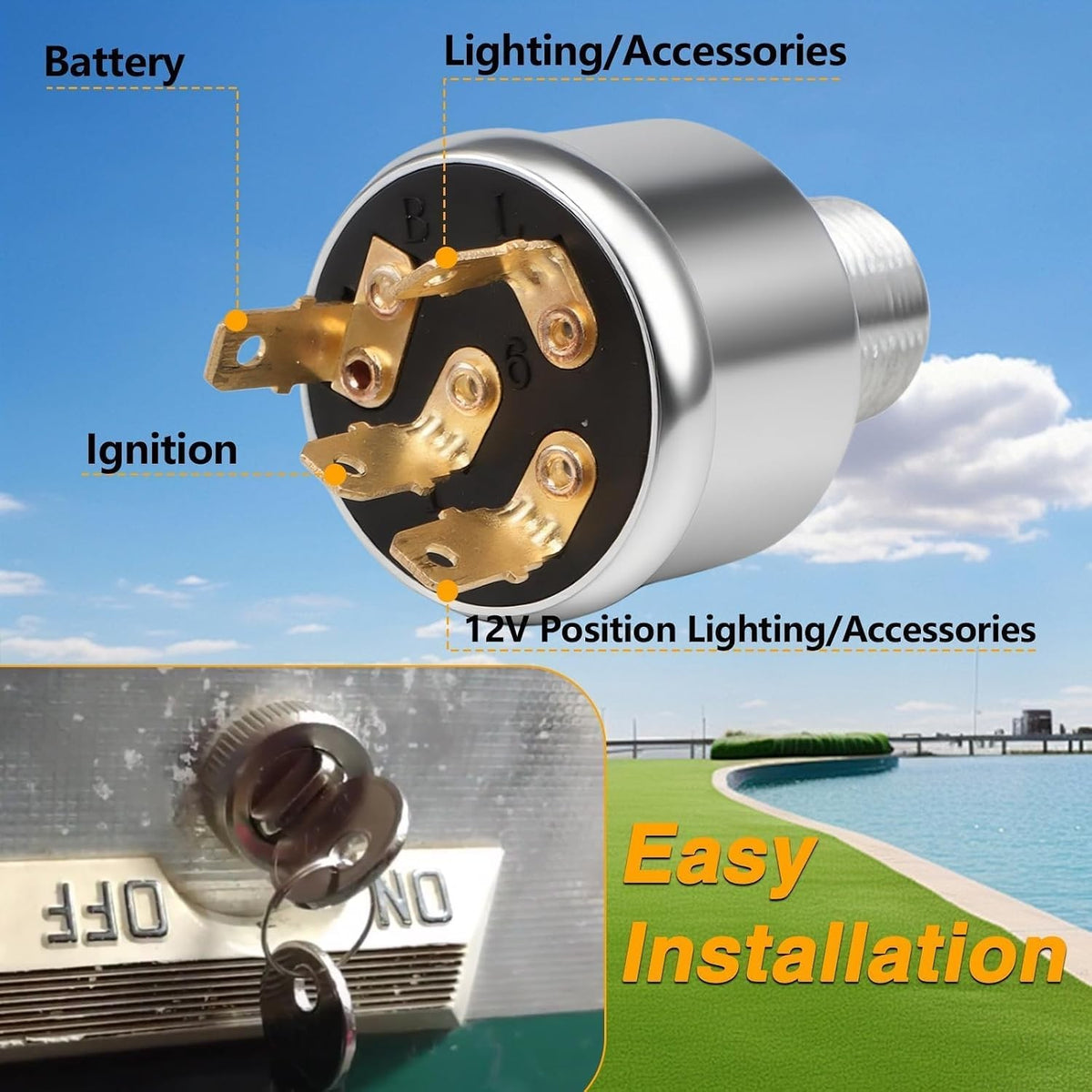 Golf Cart Ignition Switch with 2 Keys for EZGO TXT Medalist Workhorse