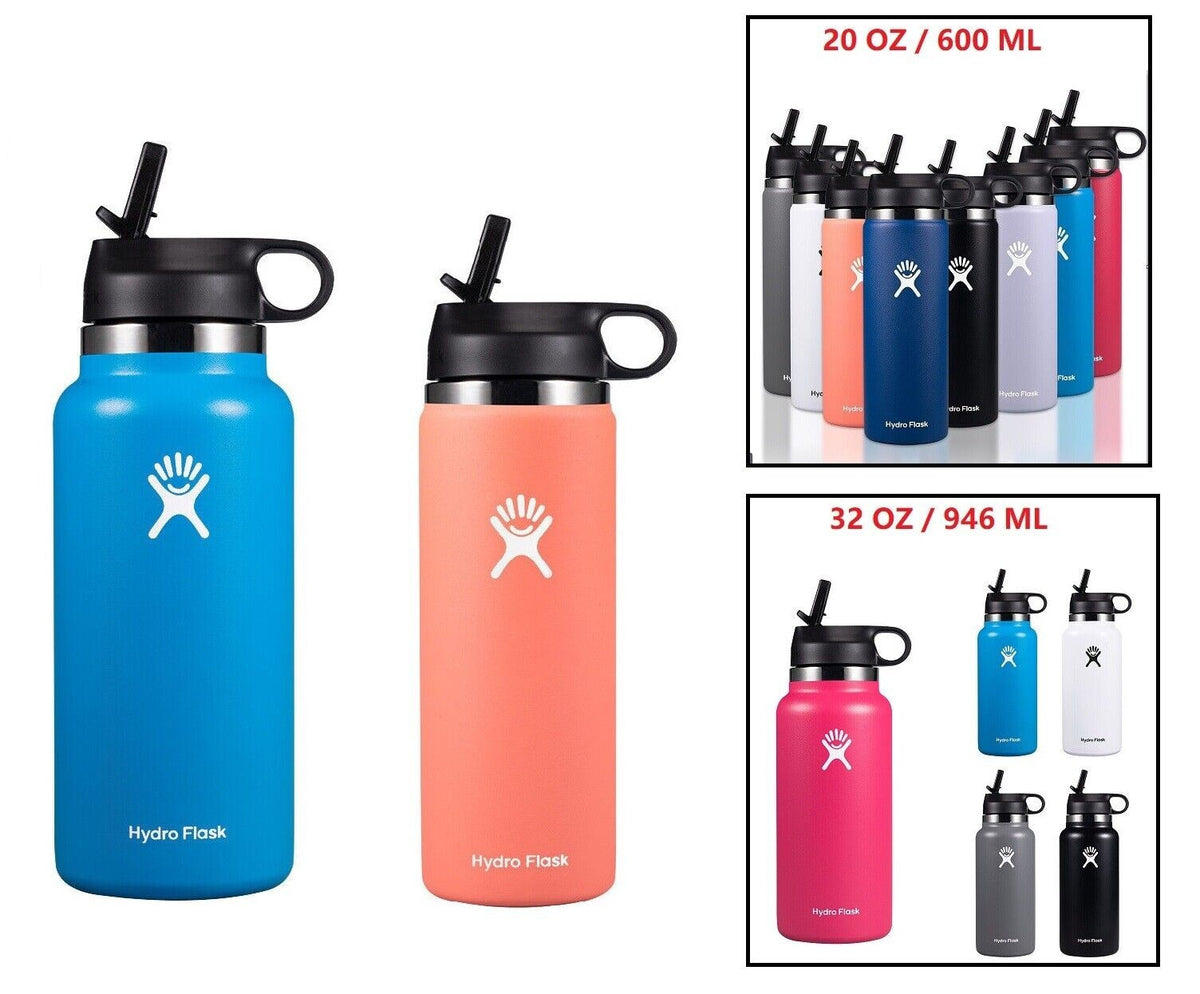 Insulated 32oz Wide Mouth Water Bottle with Straw Lid - Stainless Steel