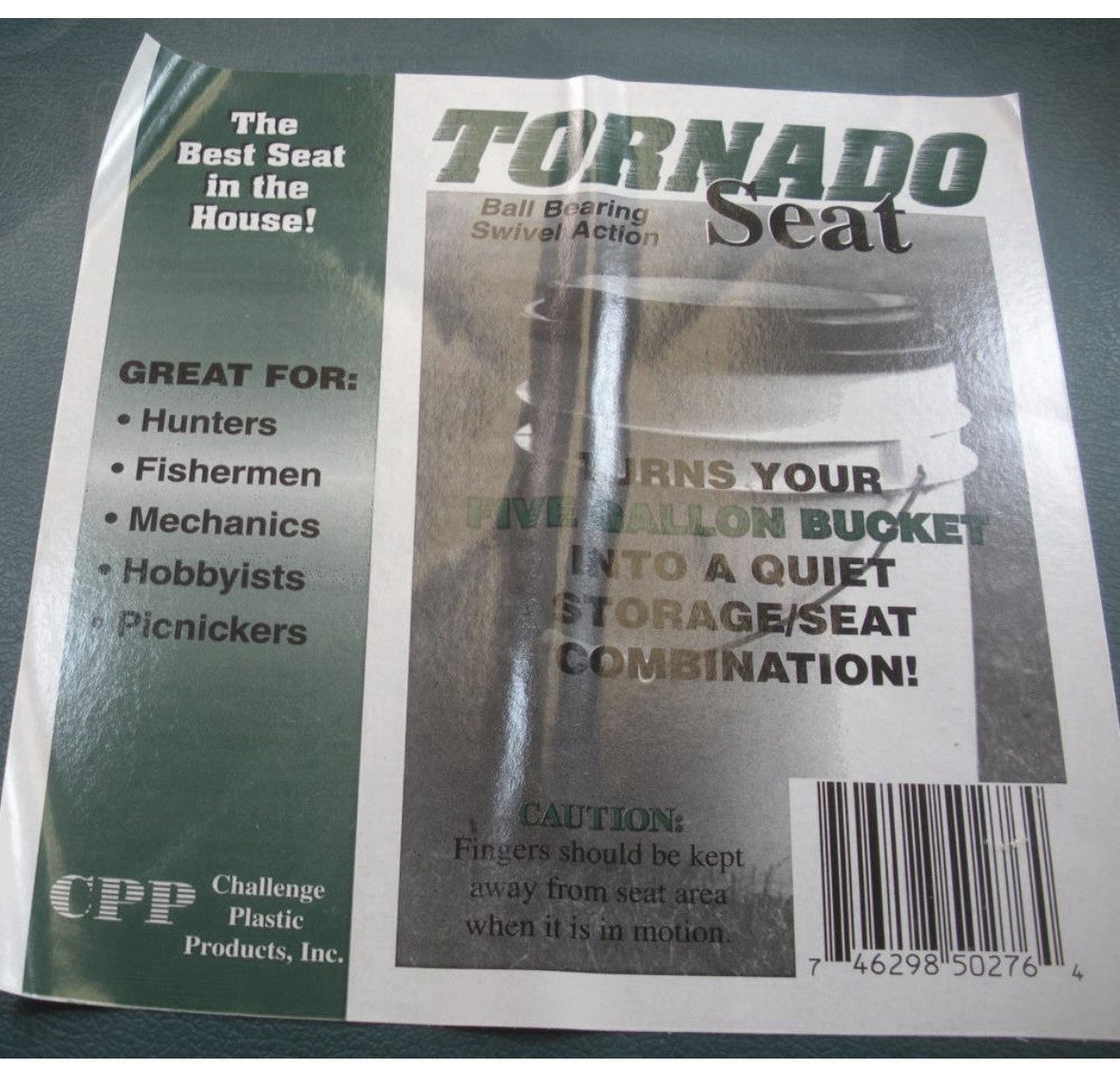 5 Gallon Plastic Bucket Tornado Swivel Seat for Fishing, Hunting, and Outdoor Use