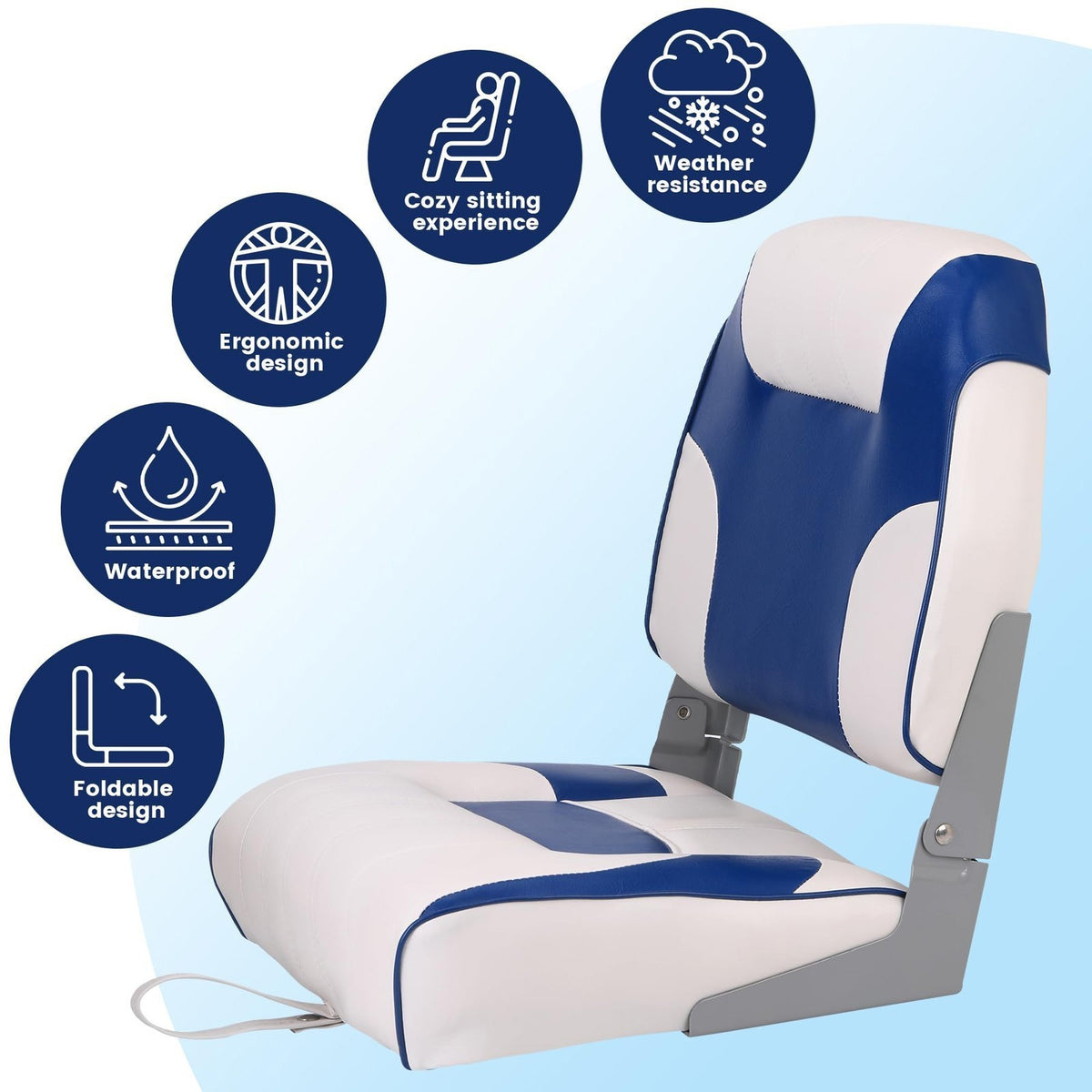 2-Pack Fold-Down Boat Seats with Thick Cushions and Weatherproof Material
