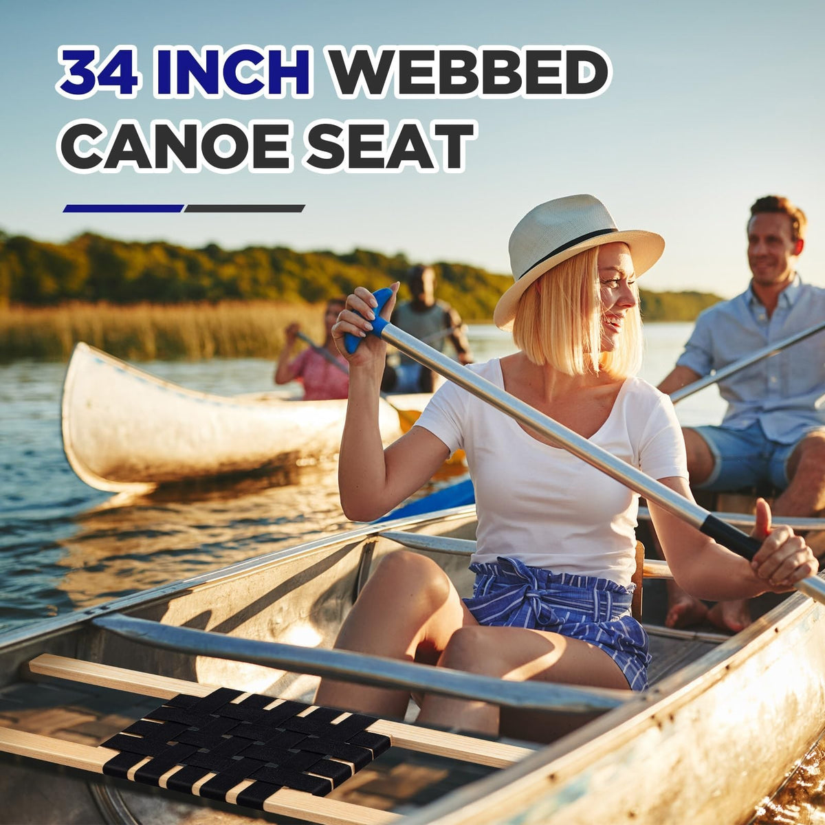 34 Inch Canoe Seats Nylon Webbed Replacement Canoe Hardware Pair