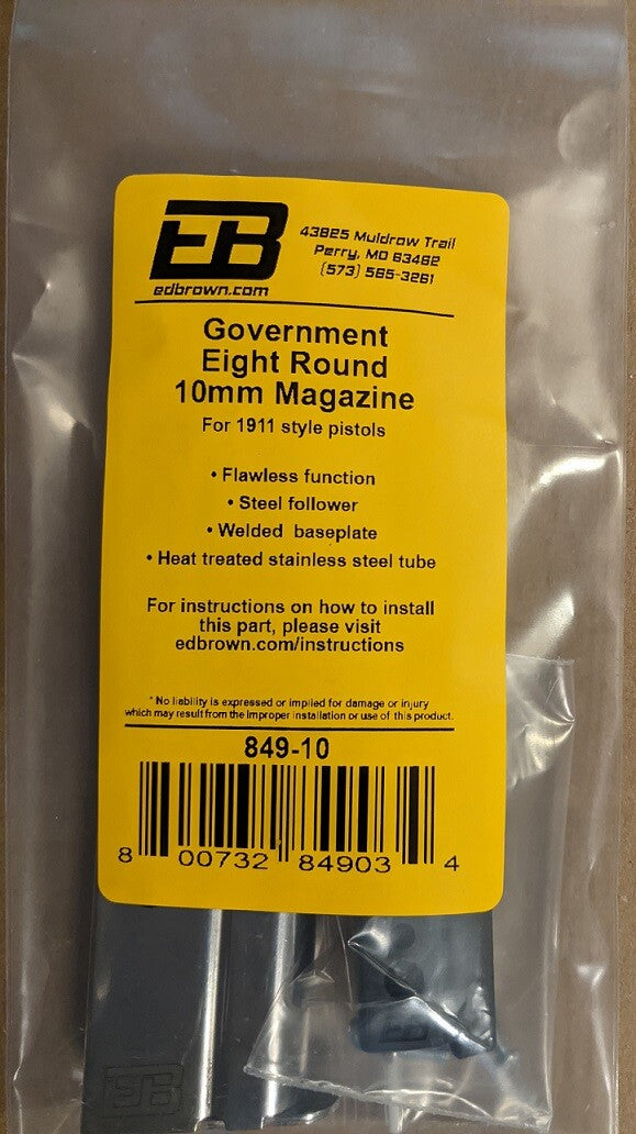 10mm 8-Round Stainless Steel Magazine for Full Size 1911 Pistols