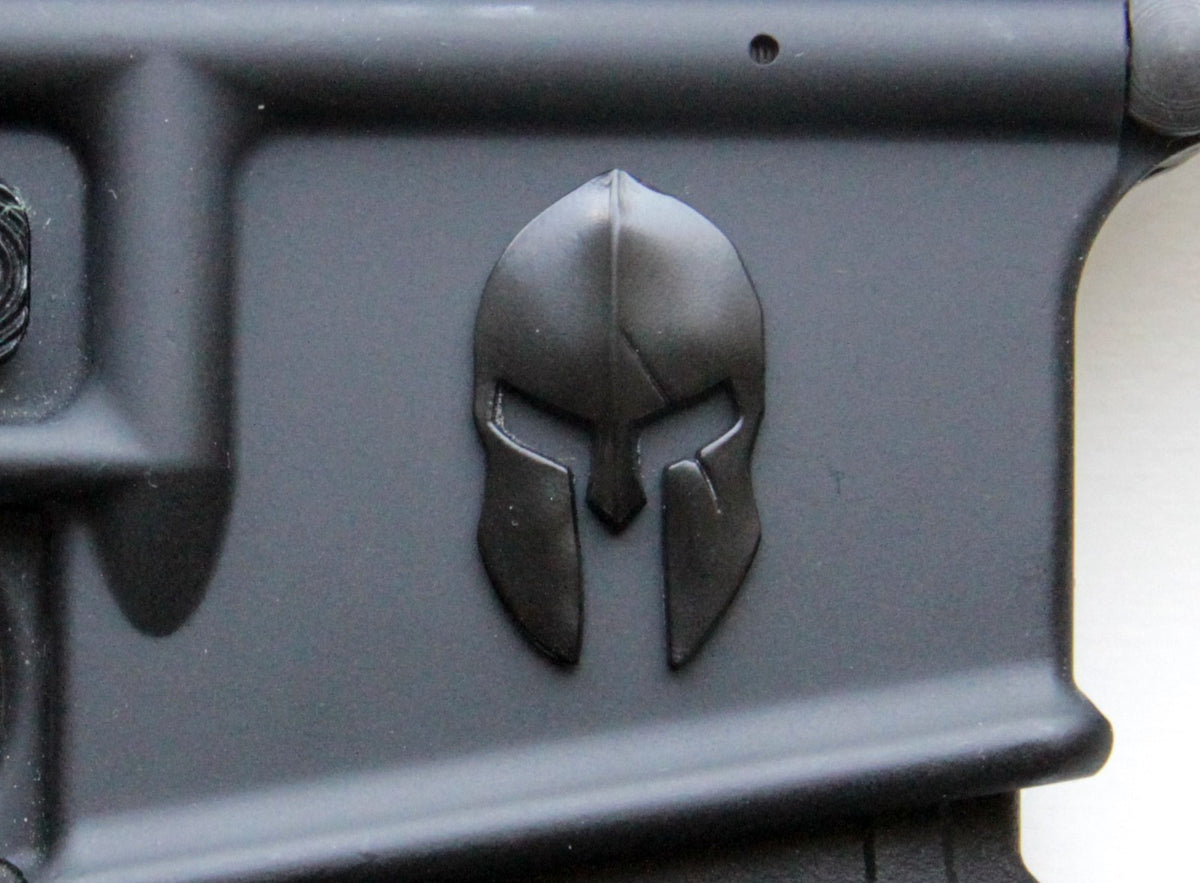 Matte Black Metal Spartan Helmet Decal Set for Magwell - 2 Pack