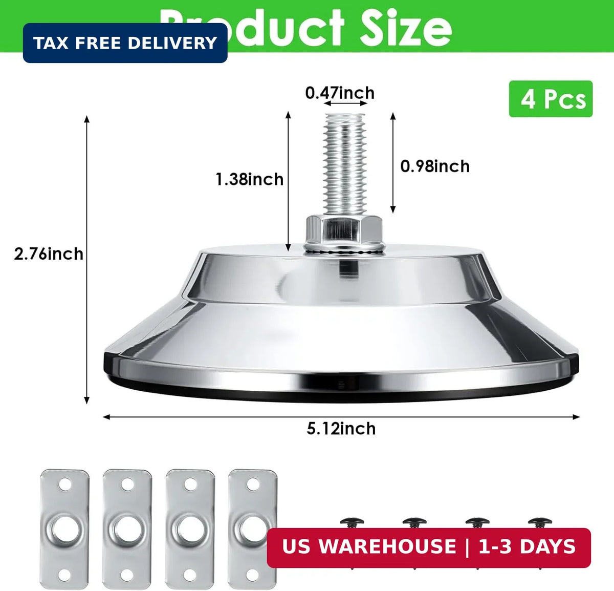 Adjustable 5 Inch Billiard Table Leg Levelers - Heavy Duty Metal Risers (4 Pack)