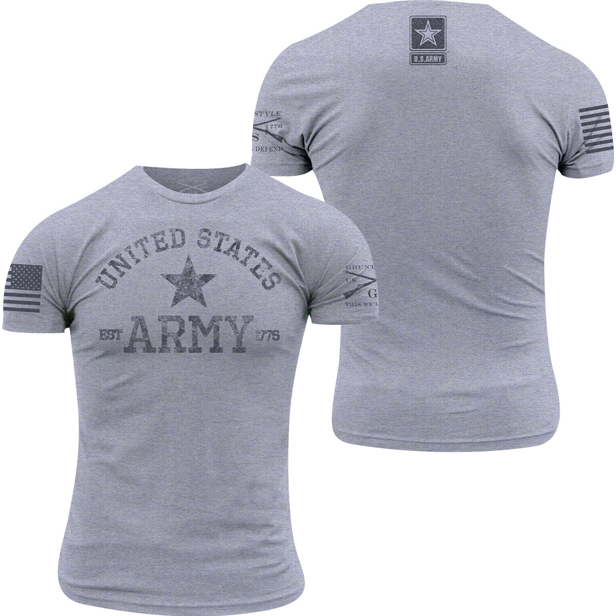 Army T-Shirt for Men Heather Gray 1775 Est. Military Casual Tee
