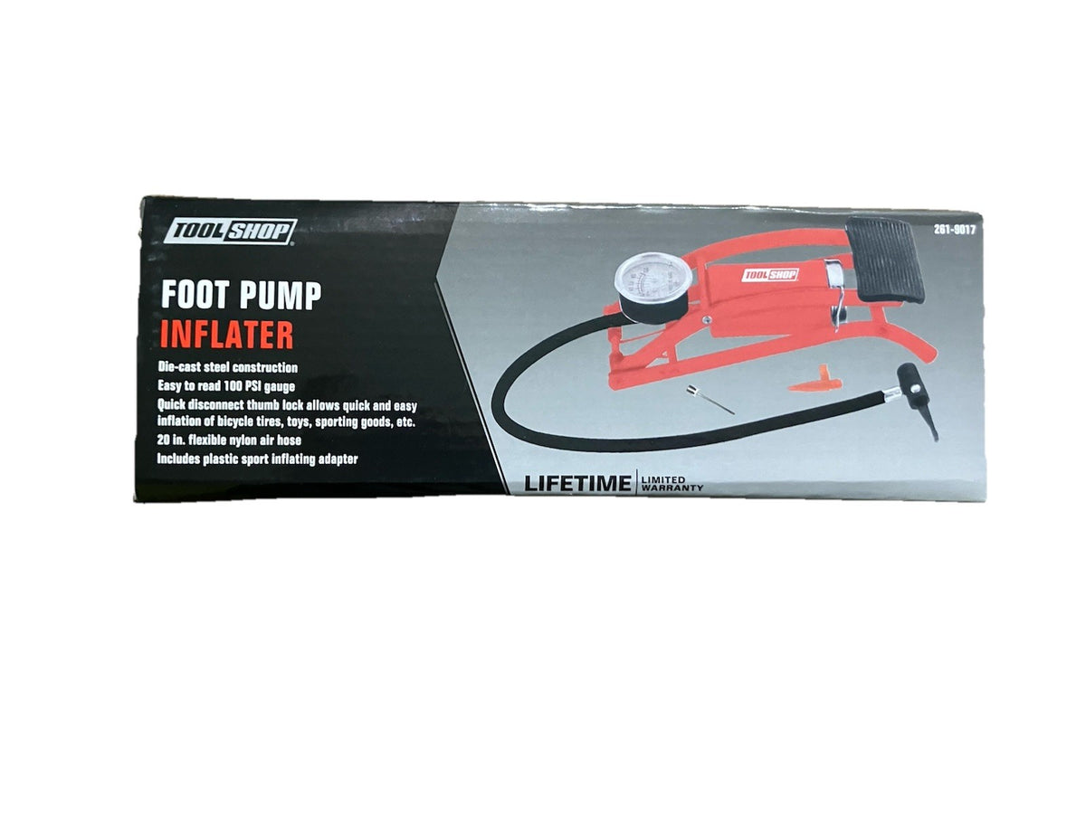 High Pressure Foot Pump for Tires, Balls & Inflatables - 100 PSI