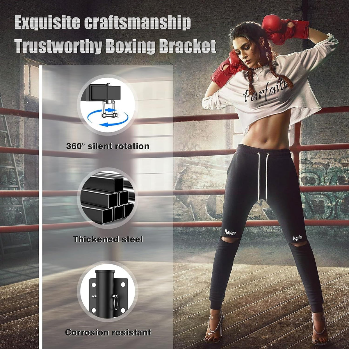 Heavy Duty Wall Mount Punching Bag Hanger Supports Up to 800lb Adjustable Steel Bracket