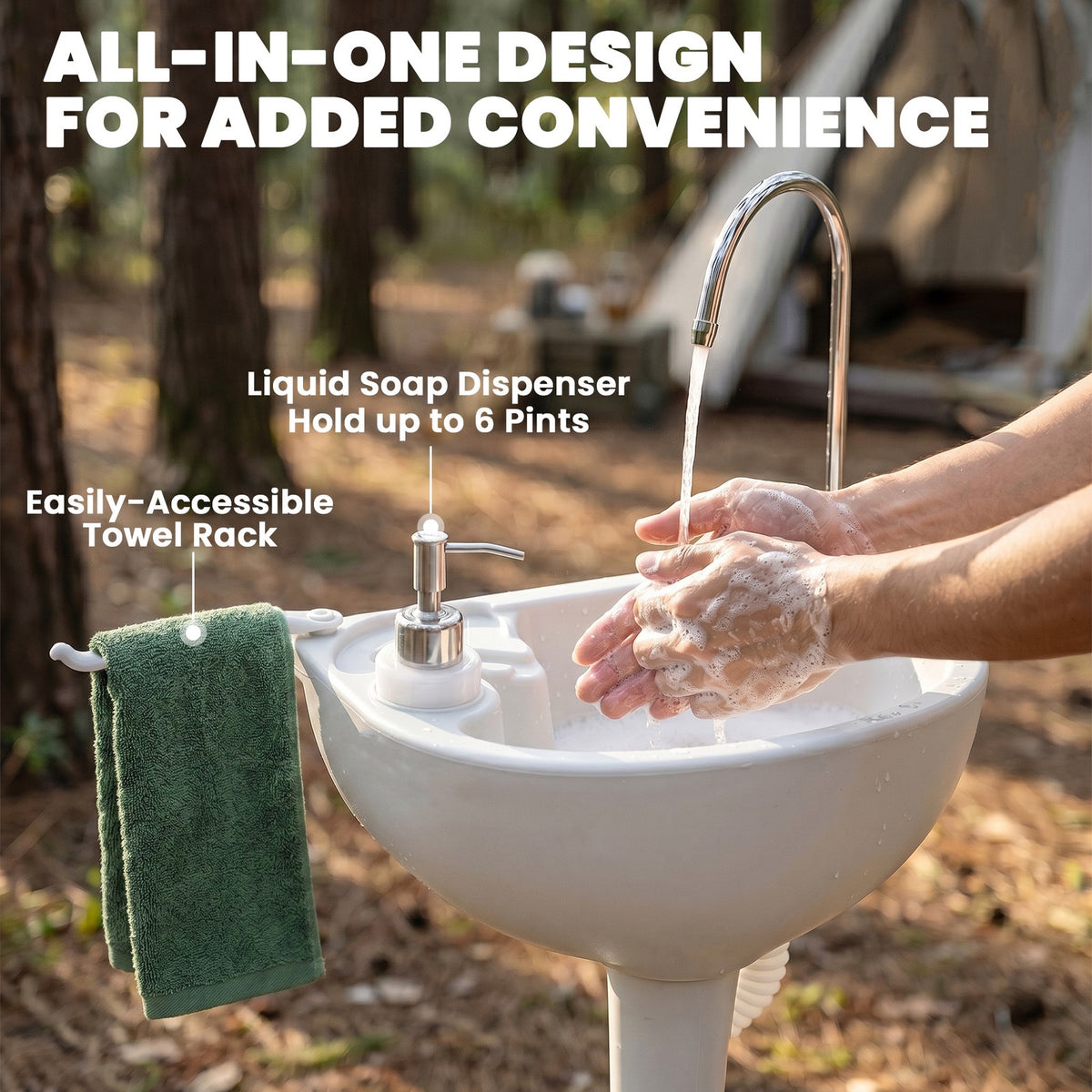 Outdoor Portable Hand Washing Sink with Soap Dispenser and Wheels