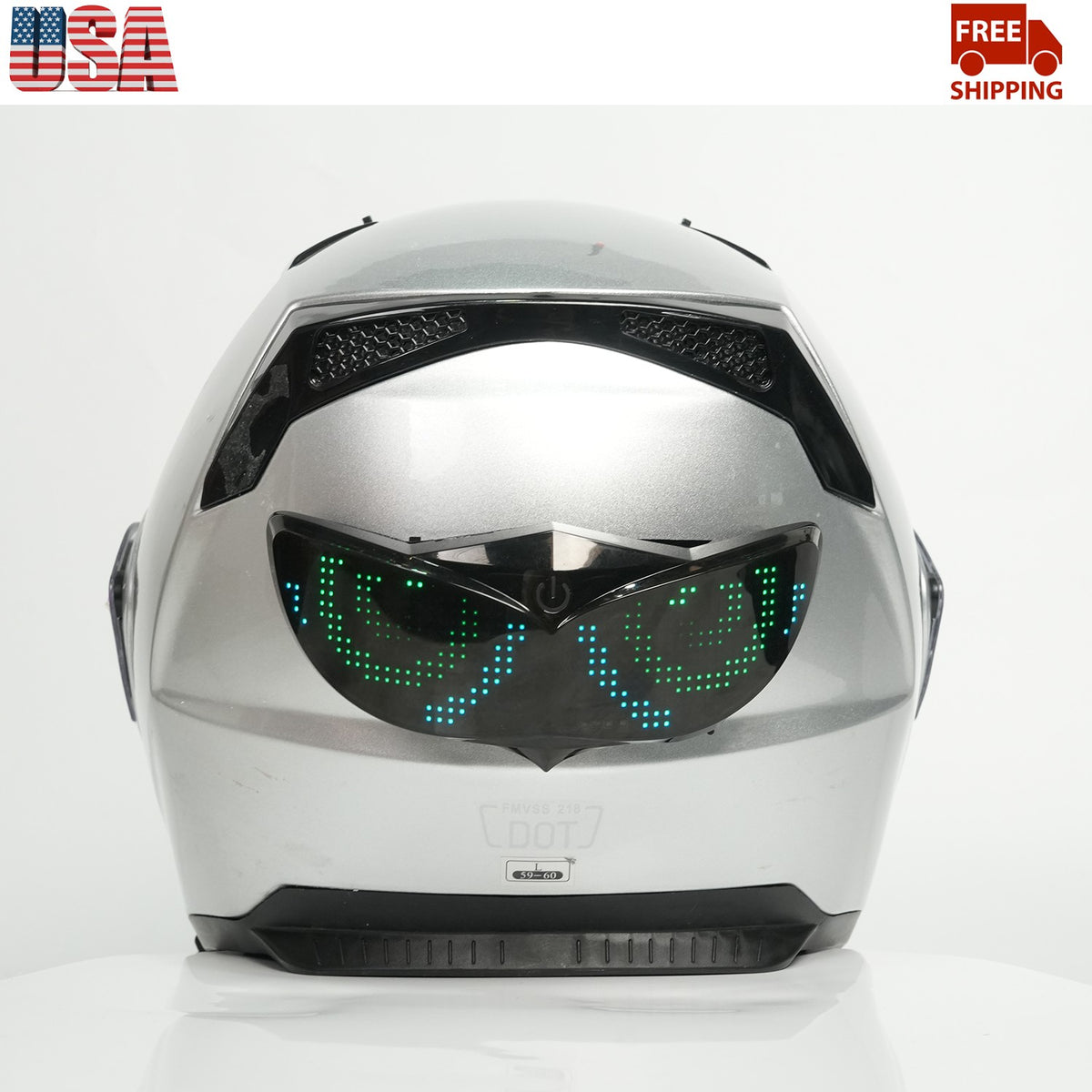 Bluetooth LED Helmet Light for Motorcycle Safety Customizable Pixel Signal Lamp