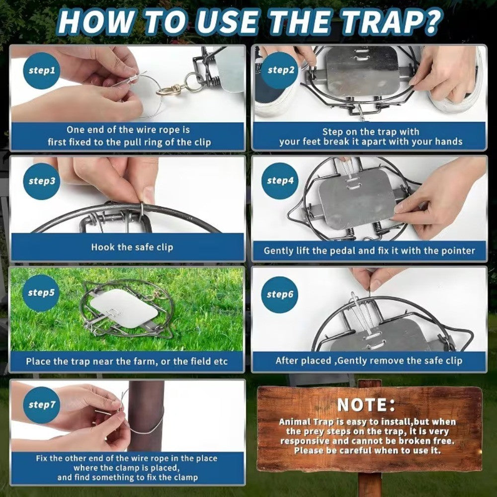 4-Pack Coil Spring Mouse & Rabbit Traps for Pest Control - 11cm Diameter