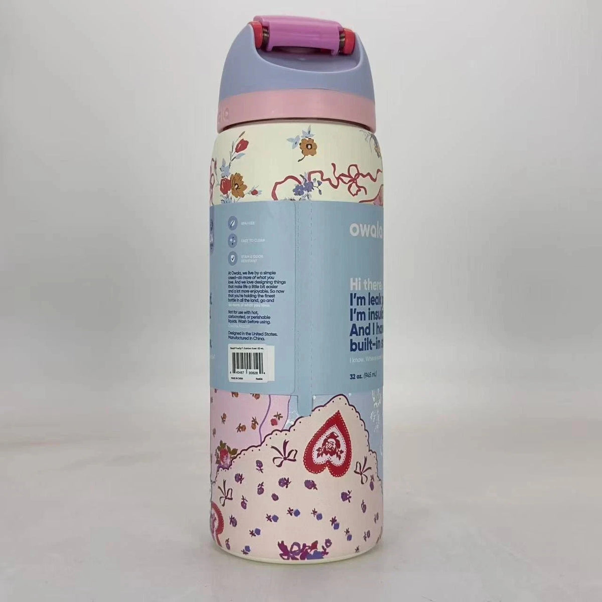 32oz Insulated Water Bottle with Leak-Proof Lid Pink Patchwork - Reusable Sport Bottle