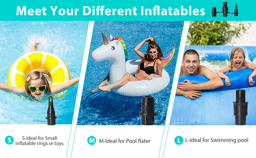 Hand Air Pump for Inflatable Pools, Air Beds & Toys - Rapid Dual-Action