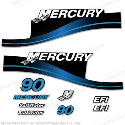 Mercury 90hp Outboard Decal Kit - All Variants for 1999-2004 Marine Engines