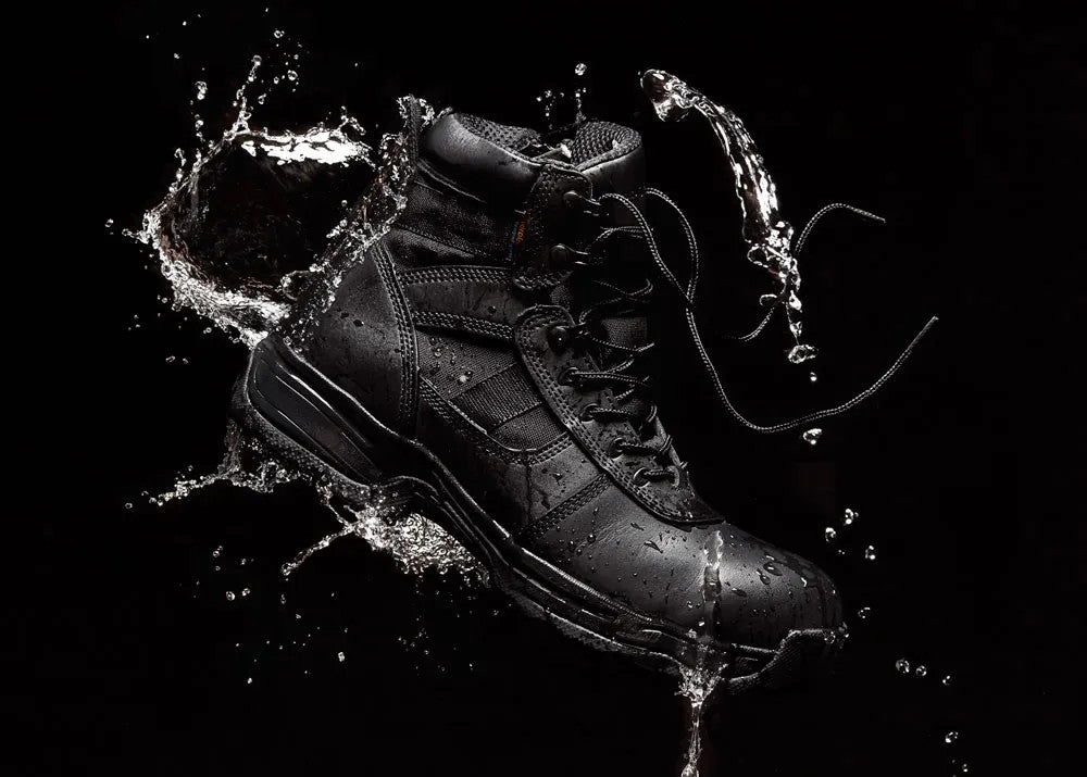 Men's Tactical Waterproof Side Zip Military Boots - Full Grain Leather, 6 Inch