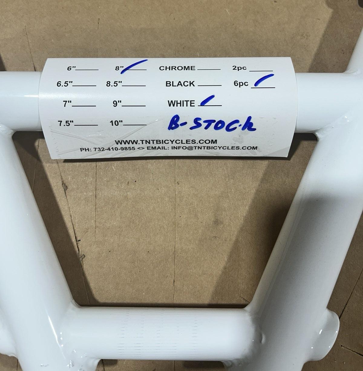 BMX Handlebar 8-Inch Rise White - Heavy-Duty 6-Piece Riser Bar